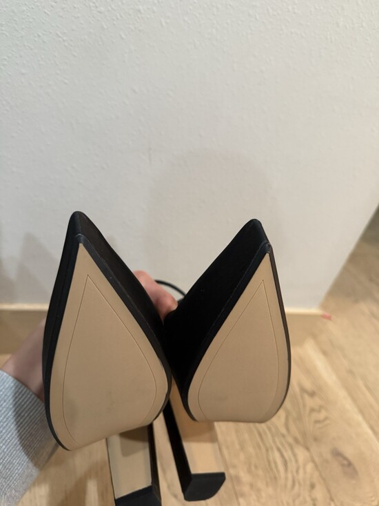 zara Heeled platform shoes black Womens 39 8 Satin Pointed Toe High Heel - Picture 6 of 7